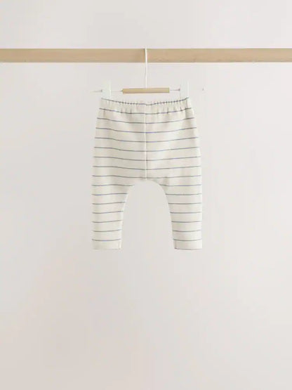 |BabyBoy| Conjunto de Blusa Listrada e Legging para Bebê – Azul/Creme (0 meses a 2 anos)