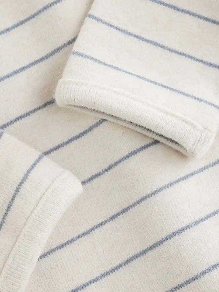 |BabyBoy| Conjunto de Blusa Listrada e Legging para Bebê – Azul/Creme (0 meses a 2 anos)