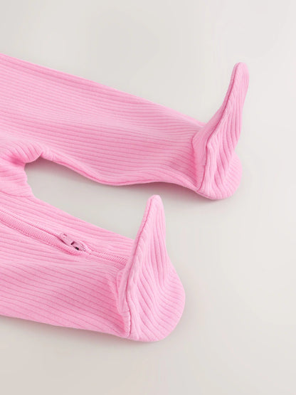 |BabyGirl| Kit Com 3 Macacões De Bebé Rosa com Fecho Bidirecional (0 aos 2 anos)