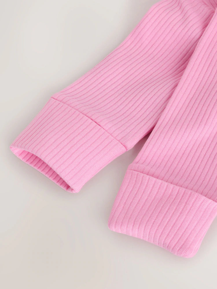 |BabyGirl| Kit Com 3 Macacões De Bebé Rosa com Fecho Bidirecional (0 aos 2 anos)