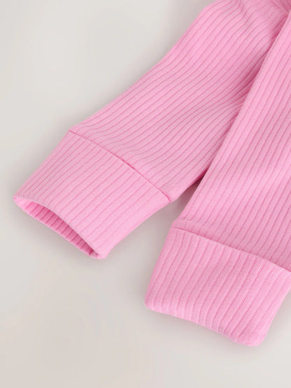|BabyGirl| Kit Com 3 Macacões De Bebé Rosa com Fecho Bidirecional (0 aos 2 anos)