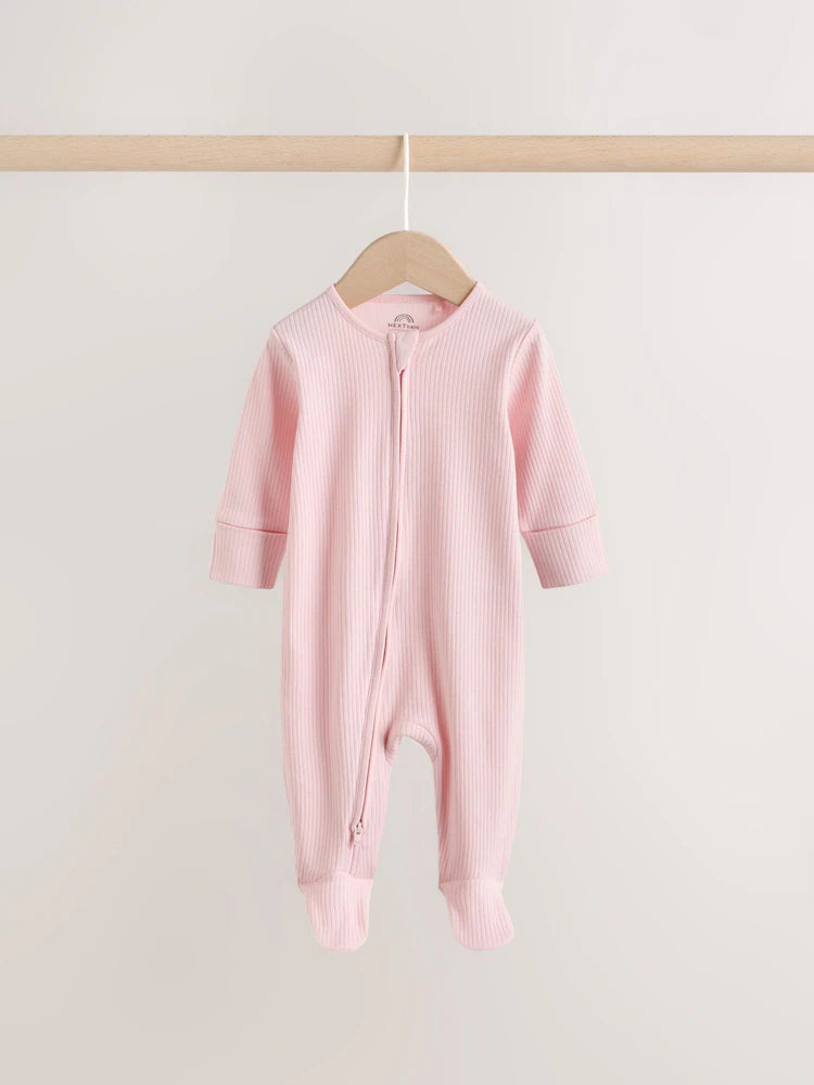 |BabyGirl| Kit Com 3 Macacões De Bebé Rosa com Fecho Bidirecional (0 aos 2 anos)