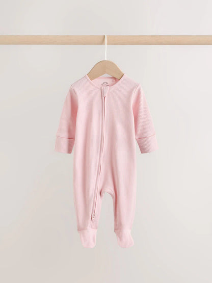 |BabyGirl| Kit Com 3 Macacões De Bebé Rosa com Fecho Bidirecional (0 aos 2 anos)
