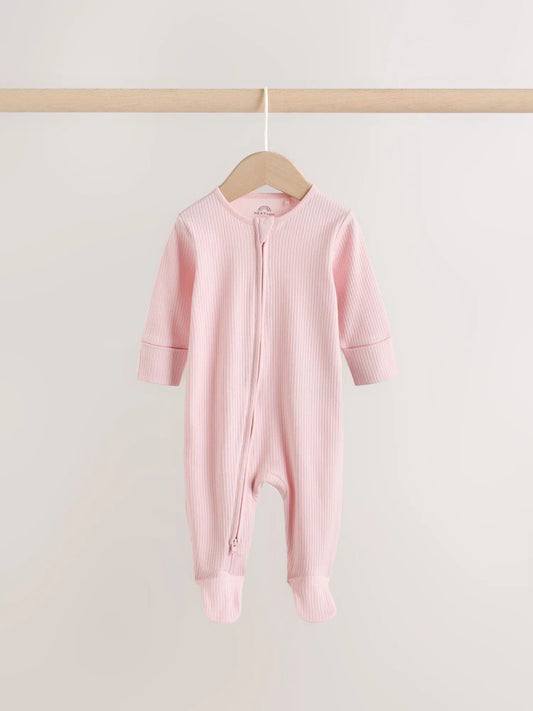 |BabyGirl| Kit Com 3 Macacões De Bebé Rosa com Fecho Bidirecional (0 aos 2 anos)