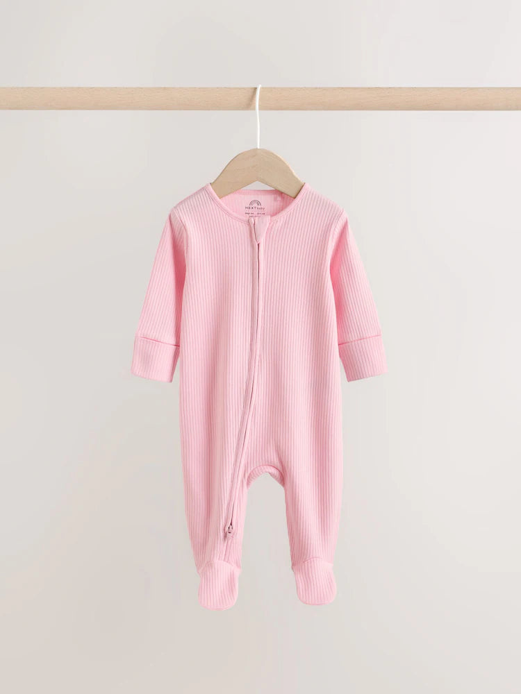 |BabyGirl| Kit Com 3 Macacões De Bebé Rosa com Fecho Bidirecional (0 aos 2 anos)