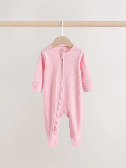 |BabyGirl| Kit Com 3 Macacões De Bebé Rosa com Fecho Bidirecional (0 aos 2 anos)