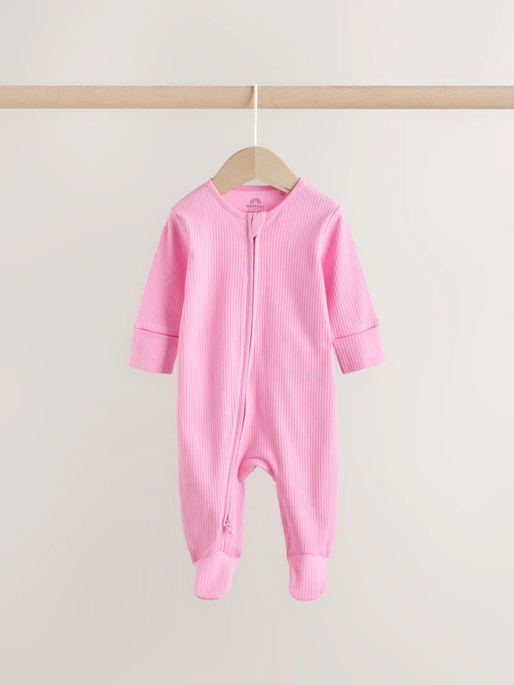 |BabyGirl| Kit Com 3 Macacões De Bebé Rosa com Fecho Bidirecional (0 aos 2 anos)
