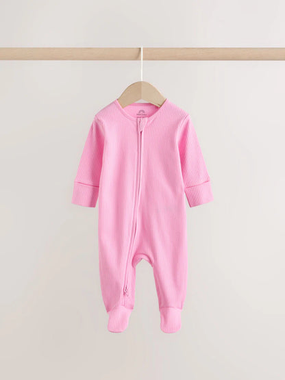 |BabyGirl| Kit Com 3 Macacões De Bebé Rosa com Fecho Bidirecional (0 aos 2 anos)