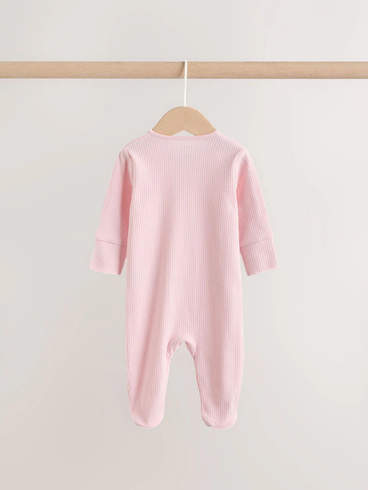 |BabyGirl| Kit Com 3 Macacões De Bebé Rosa com Fecho Bidirecional (0 aos 2 anos)