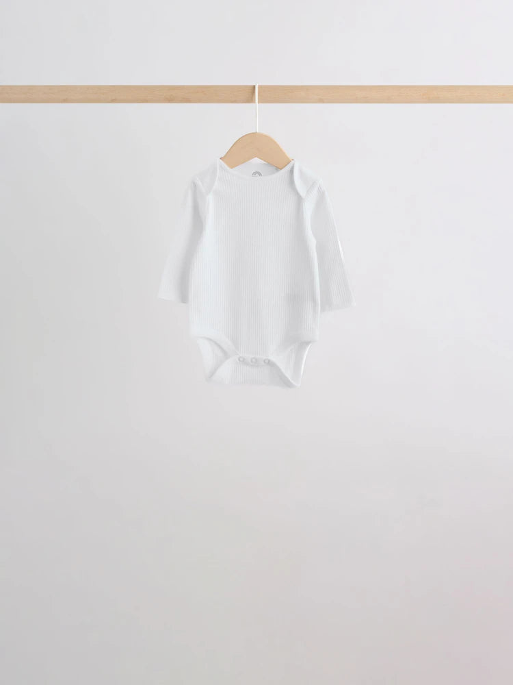 |BabyGirl| Kit Com 5 Bodies De Manga Longa Para Bebê (rosa/branco)