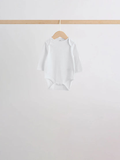 |BabyGirl| Kit Com 5 Bodies De Manga Longa Para Bebê (rosa/branco)