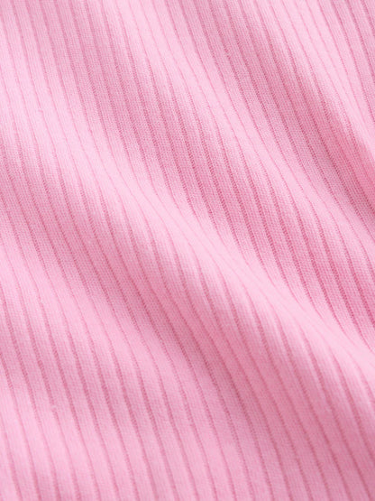 |BabyGirl| Kit Com 5 Bodies De Manga Curta Para Bebê (rosa/branco)