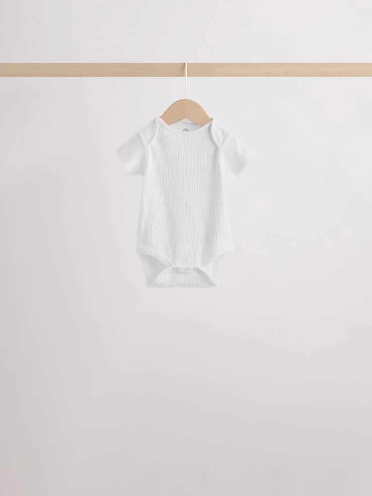 |BabyGirl| Kit Com 5 Bodies De Manga Curta Para Bebê (rosa/branco)