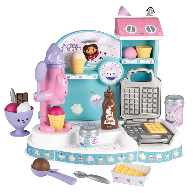 Gabby" Conjunto de Brinquedo de Faz de Conta "Fábrica de Sorvete da com 20 Acessórios e Brinquedo de Máquina de Waffle