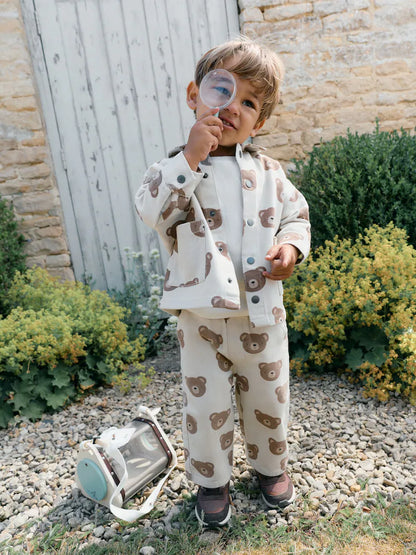 |Boy| Sobrecamisa De Sarja Estampada Na Cor Cru Com Estampa De Ursos (3 meses a 7 anos)
