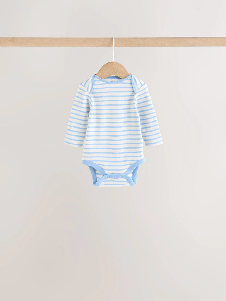 |BabyBoy| Kit com 5 Bodies de Manga Longa para Bebê com Listras Coloridas