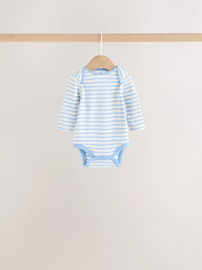 |BabyBoy| Kit com 5 Bodies de Manga Longa para Bebê com Listras Coloridas