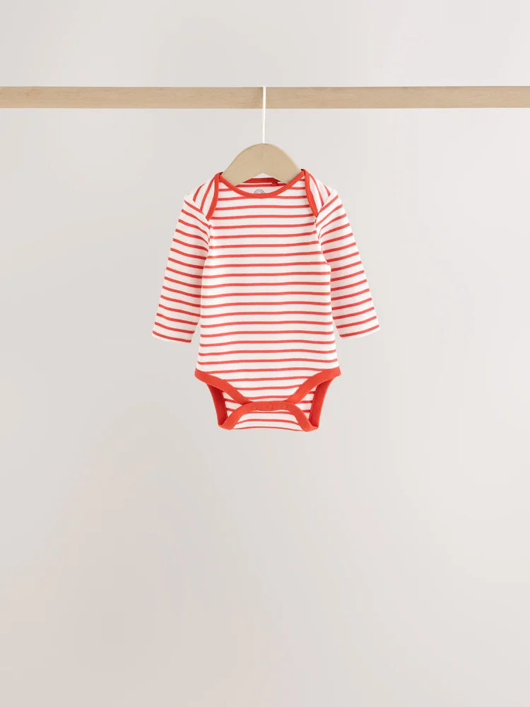|BabyBoy| Kit com 5 Bodies de Manga Longa para Bebê com Listras Coloridas