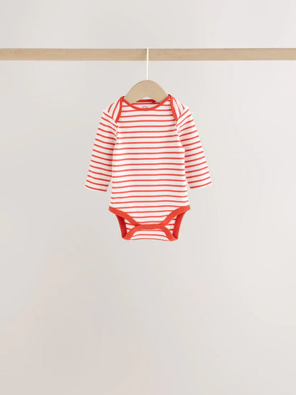 |BabyBoy| Kit com 5 Bodies de Manga Longa para Bebê com Listras Coloridas