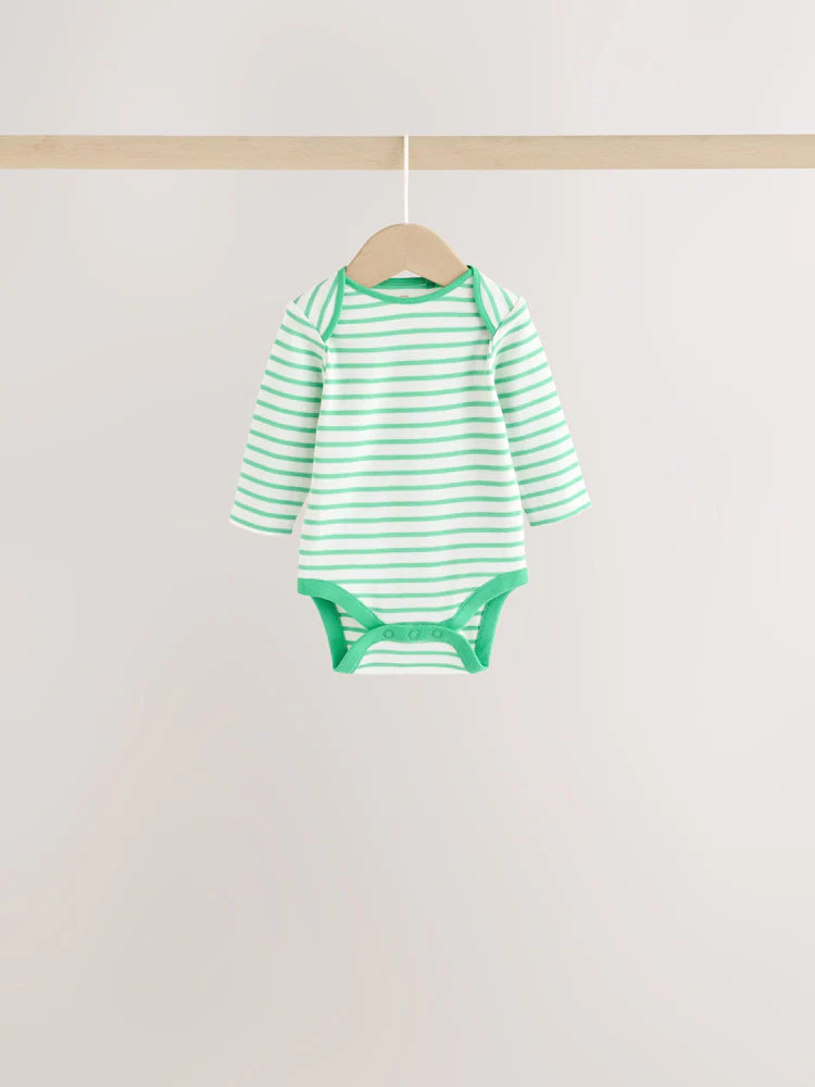 |BabyBoy| Kit com 5 Bodies de Manga Longa para Bebê com Listras Coloridas