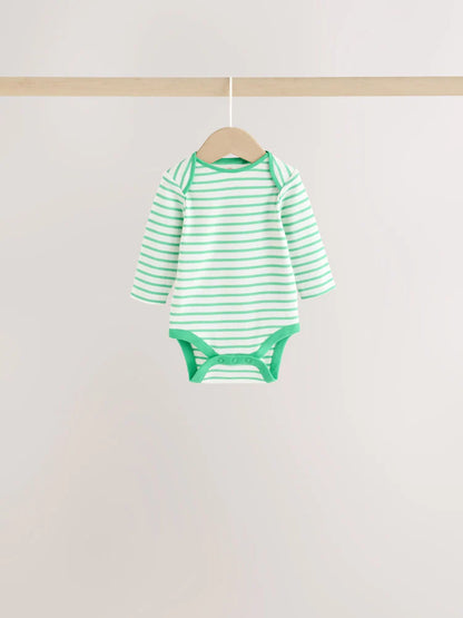 |BabyBoy| Kit com 5 Bodies de Manga Longa para Bebê com Listras Coloridas