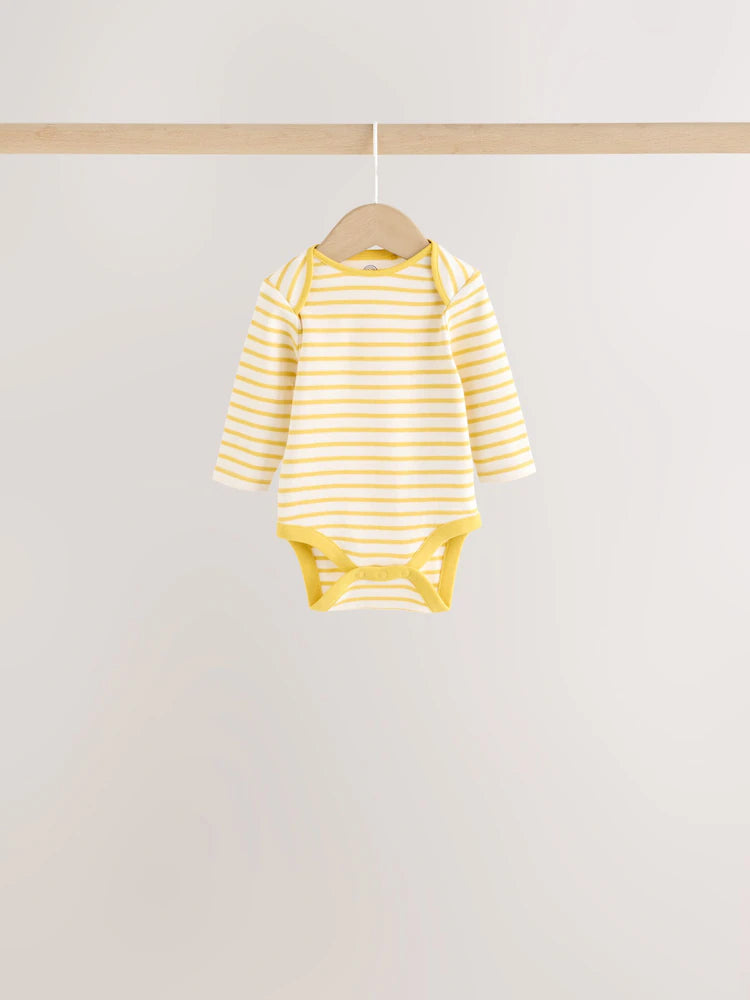 |BabyBoy| Kit com 5 Bodies de Manga Longa para Bebê com Listras Coloridas