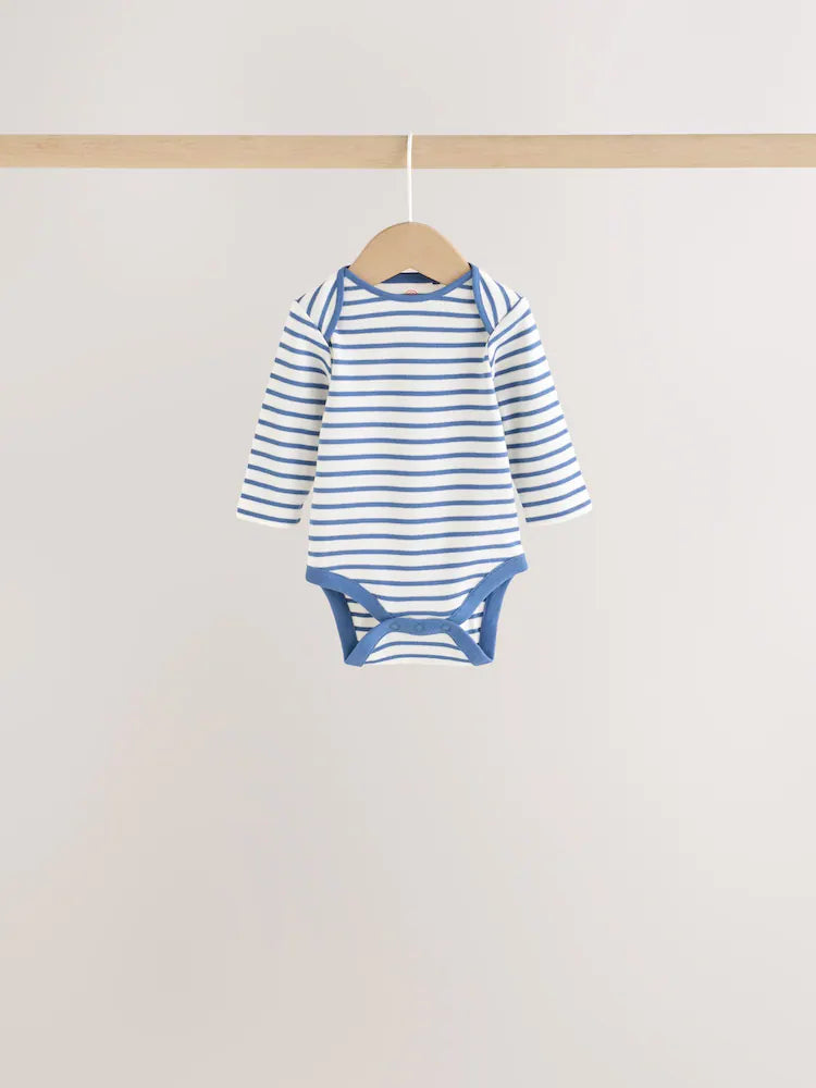 |BabyBoy| Kit com 5 Bodies de Manga Longa para Bebê com Listras Coloridas
