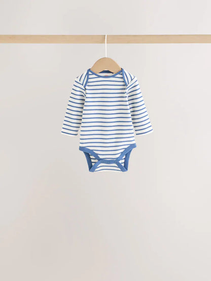|BabyBoy| Kit com 5 Bodies de Manga Longa para Bebê com Listras Coloridas