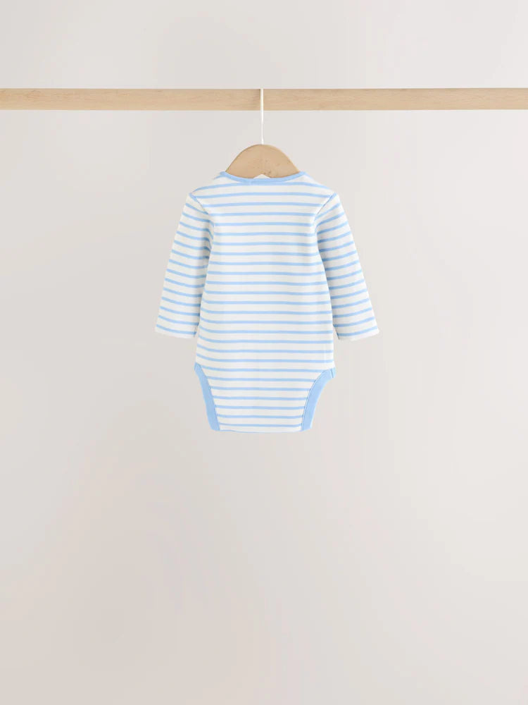 |BabyBoy| Kit com 5 Bodies de Manga Longa para Bebê com Listras Coloridas