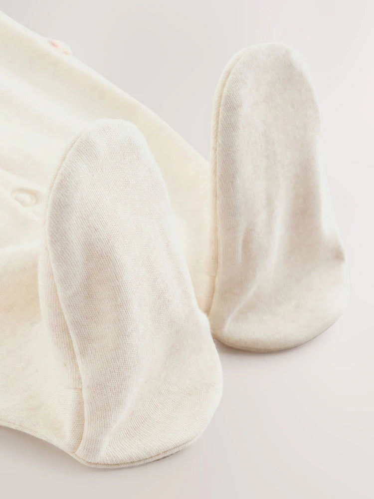 |BabyBoy| Macacão De Dormir Com Personagem Natalino Creme Para Bebês (0 meses a 3 anos)