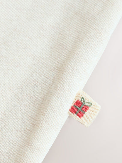 |BabyBoy| Macacão De Dormir Com Personagem Natalino Creme Para Bebês (0 meses a 3 anos)