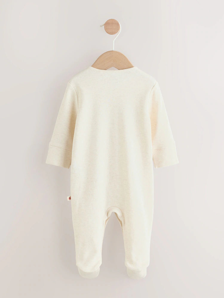 |BabyBoy| Macacão De Dormir Com Personagem Natalino Creme Para Bebês (0 meses a 3 anos)