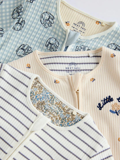 |BabyBoy| Pacote Com 3 Macacões Com Zíper Bidirecional Blue Baby