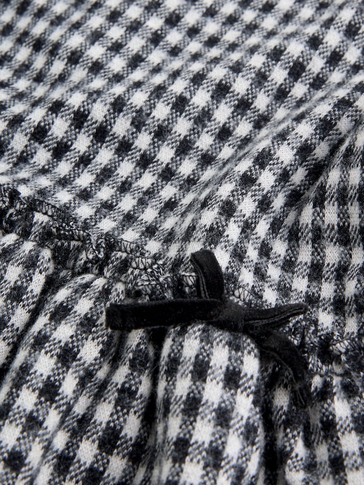 |BabyGirl| Vestido Xadrez Preto/Cinza Para Bebê, Manga Comprida, Em Camadas, Com Meia-Calça (0 meses a 2 anos)