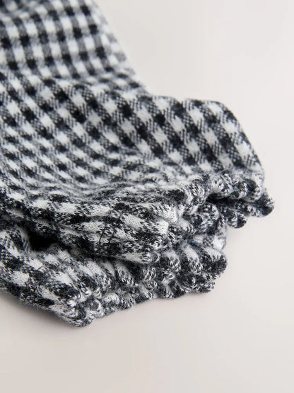 |BabyGirl| Vestido Xadrez Preto/Cinza Para Bebê, Manga Comprida, Em Camadas, Com Meia-Calça (0 meses a 2 anos)