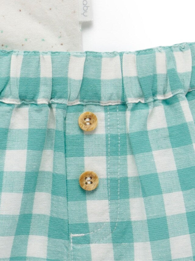 |BabyBoy| Conjunto De Camiseta e Short Purebaby Green Gingham Turtle 100% Algodão