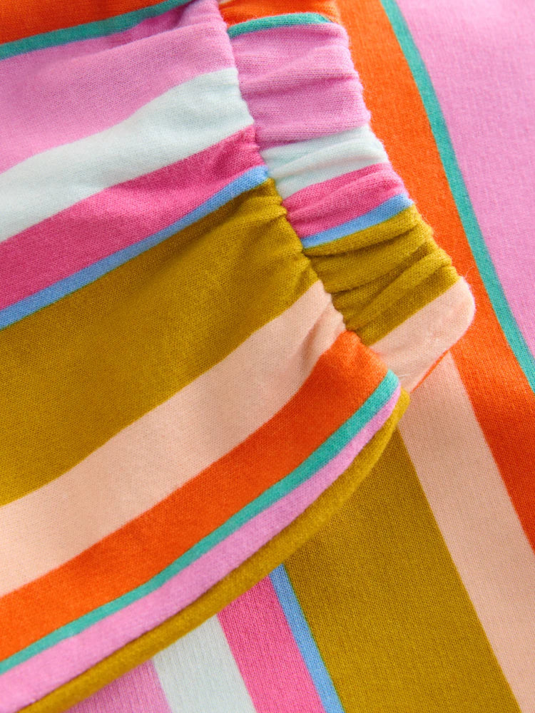 |Girl| Conjunto De Moletom Com Estampa De Personagens Acolchoados e Listras Creme e Calça de moletom com perna cano