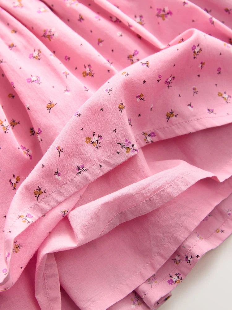 |Girl| Vestido De Manga Comprida Com Babados Rosa (3 meses a 8 anos)