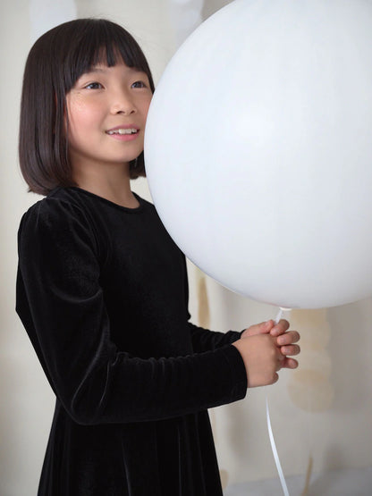 |BigGirl| Vestido de veludo preto de manga comprida (3-16 anos)