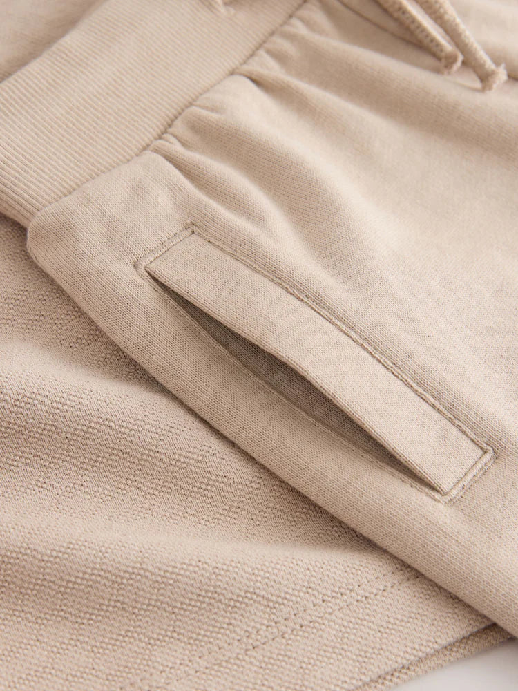 |Boy| Conjunto De Polo e Shorts Com Gola Alta e Manga Curta Texturizada Neutra (3 meses a 7 anos)