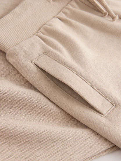 |Boy| Conjunto De Polo e Shorts Com Gola Alta e Manga Curta Texturizada Neutra (3 meses a 7 anos)