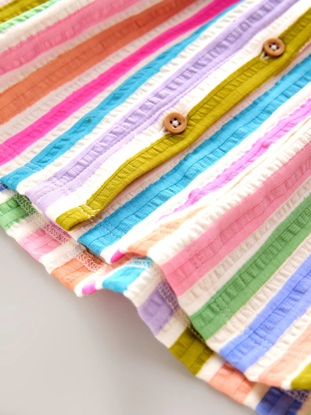 |Girl| Vestido De Verão Sem Mangas Com Gola Arco-íris (3 meses a 7 anos)