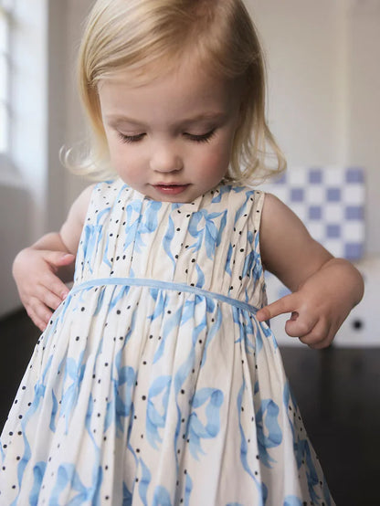 |Girl| Vestido De Festa Com Estampa De Laço Azul Cath Kidston (3 meses a 8 anos)