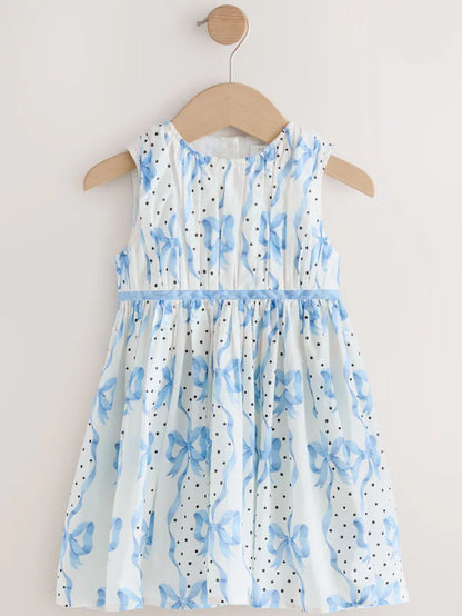 |Girl| Vestido De Festa Com Estampa De Laço Azul Cath Kidston (3 meses a 8 anos)