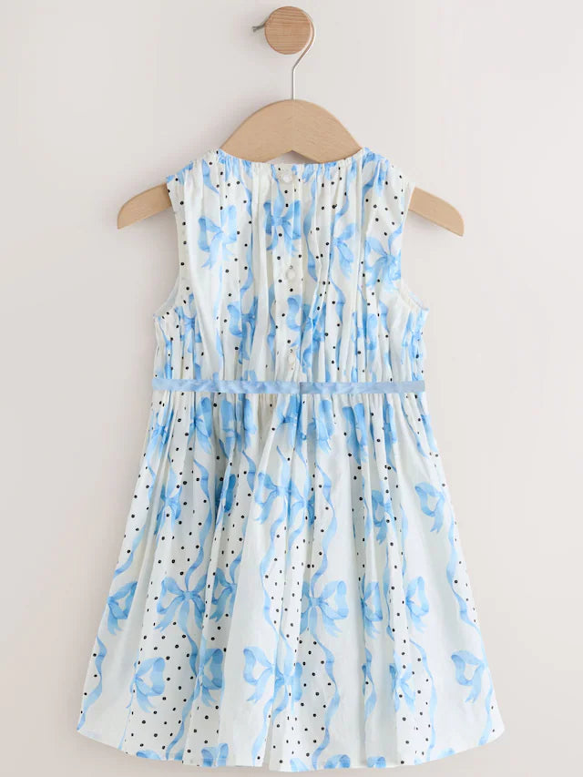 |Girl| Vestido De Festa Com Estampa De Laço Azul Cath Kidston (3 meses a 8 anos)