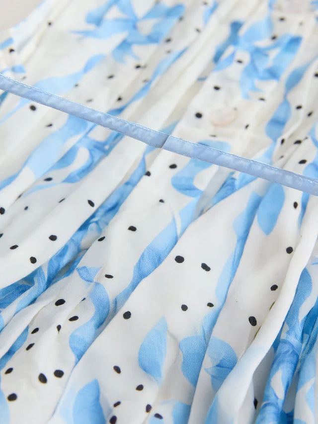 |Girl| Vestido De Festa Com Estampa De Laço Azul Cath Kidston (3 meses a 8 anos)