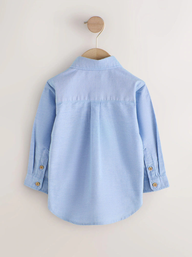 |Boy| Camisa Oxford de Manga Longa com Estampa de Personagem – Azul-Médio (3 meses a 7 anos)