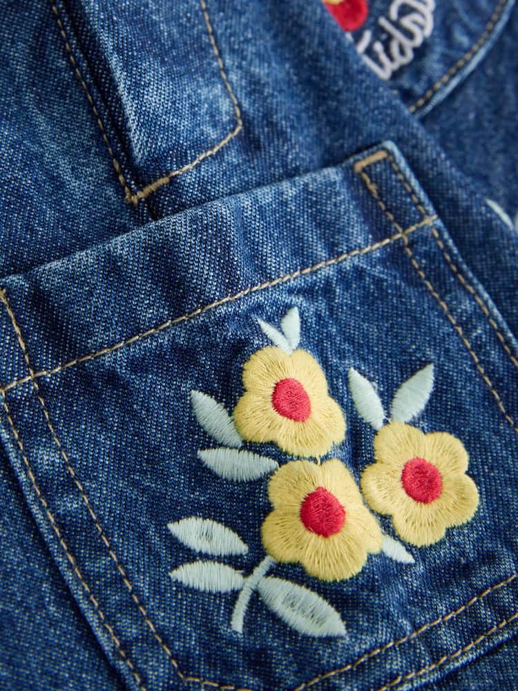 |Girl| Conjunto De Jardineira e Blusa Floral Em Jeans Cath Kidston (3 meses a 7 anos)