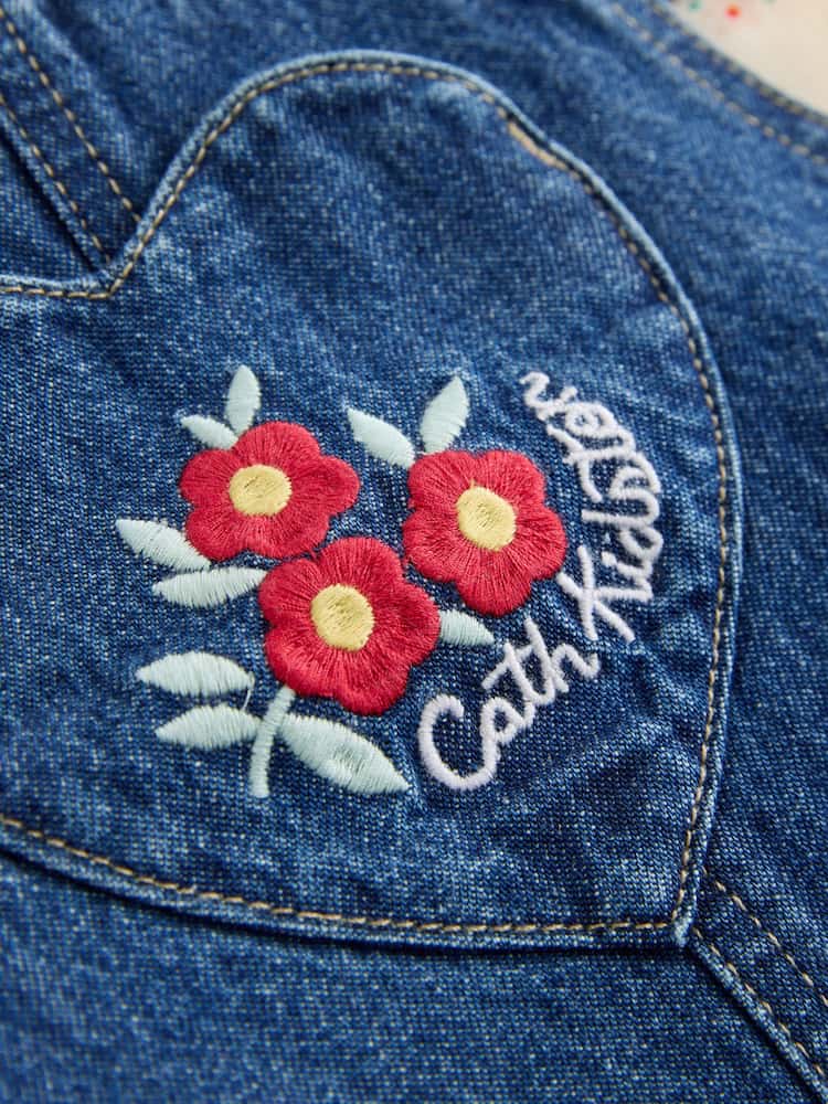 |Girl| Conjunto De Jardineira e Blusa Floral Em Jeans Cath Kidston (3 meses a 7 anos)