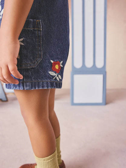 |Girl| Conjunto De Jardineira e Blusa Floral Em Jeans Cath Kidston (3 meses a 7 anos)